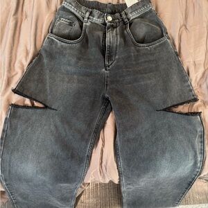 Maison Martin Margiela Distressed Black cut-out slash jeans